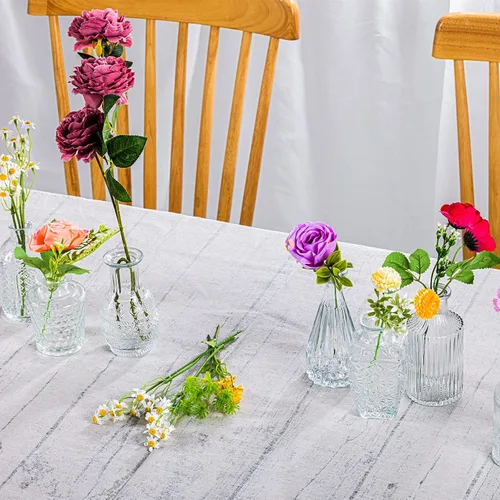 Vista 5 de Juego de jarrones de cristal, 24 jarrones pequeños para arreglos florales, bonito jarrón a granel para decoración de mesa de centro de mesa