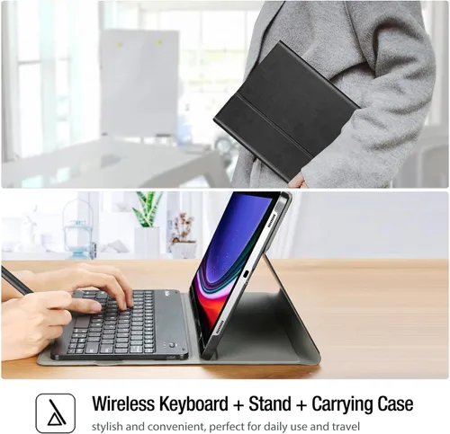 Vista 7 de ProCase Funda de teclado para Galaxy Tab S10+ 2024/S9+ Plus 2023 de 12.4 pulgadas con soporte para S Pen, teclado inalámbrico desmontable magnético