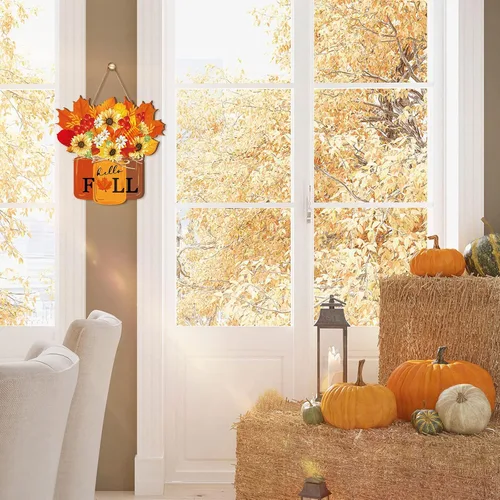Vista 6 de Newcotte Decoración de otoño para puerta delantera, letrero de Acción