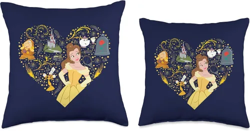 Vista 3 de Disney Princess Belle - Almohada de corazón encantado, 16 x 16 pulgadas, multicolor