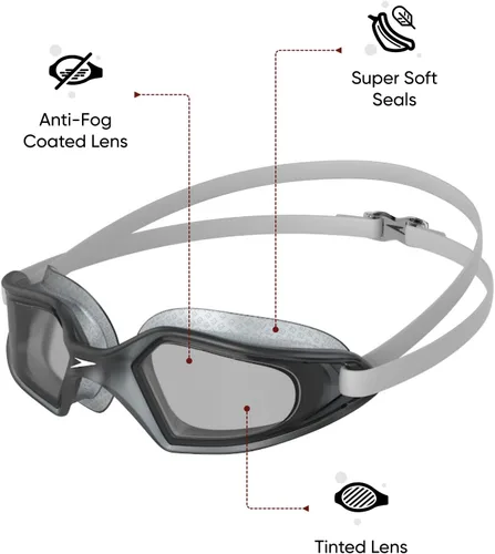 Vista 2 de Speedo Hydropulse - Gafas de seguridad con protección UV blanca/gris con correa ajustable y acolchada para la cabeza y lentes de visión amplia