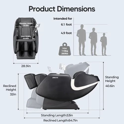 Vista 2 de 2025 Silla de masaje corporal completa, silla de masaje Shiatsu de gravedad cero con control de APP de IA, rodillo de pie, calentamiento de espalda