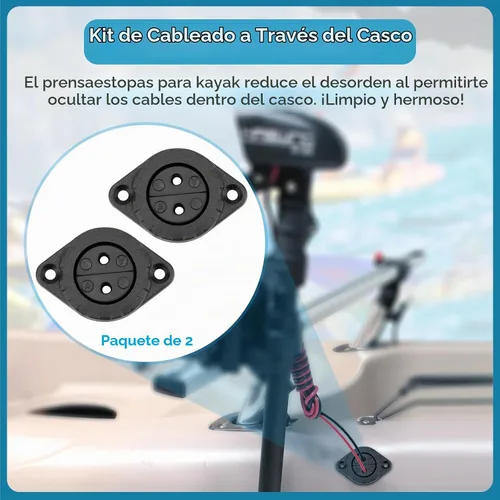 Vista 2 de Kit de cableado a través del casco para kayaks, compatible con cápsulas