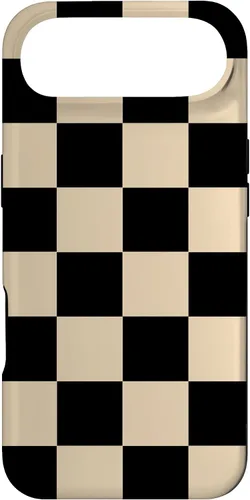 Vista 27 de Funda neutra clásica minimalista con patrón beige a cuadros para iPhone 17