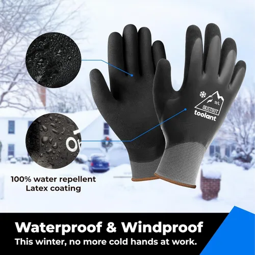 Vista 3 de Guantes de trabajo de invierno impermeables para hombres y mujeres, pantalla táctil, guantes para congelador, aislados térmicamente, para clima frío