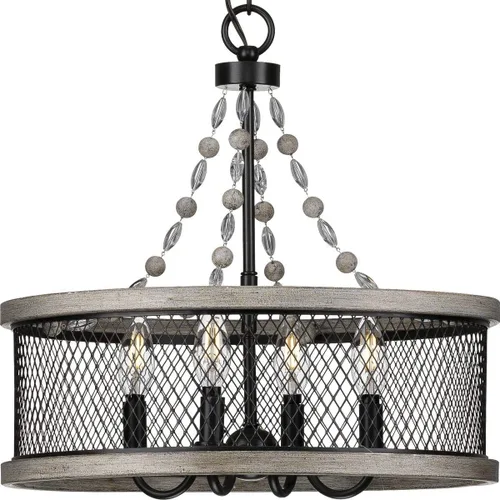 Vista 12 de Progress Lighting Austelle Collection - Lámpara de araña de 4 luces galvanizada