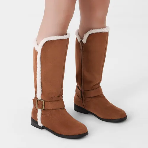Vista 6 de DREAM PAIRS Botas de invierno de media pantorrilla con cremallera lateral para niñas
