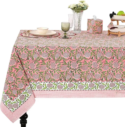 Vista 375 de Ridhi Mantel cuadrado con estampado de bloques de mano de caléndula ámbar