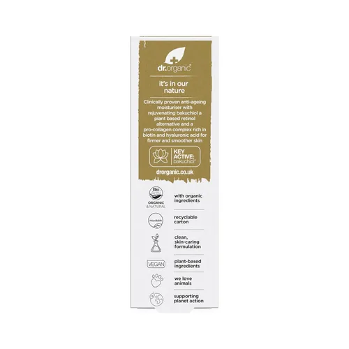 Vista 2 de Dr. Organic Pro Collagen Plus + Crema hidratante antienvejecimiento con Bakuchiol Piel firme y suave, reduce las arrugas, (piel normal) natural