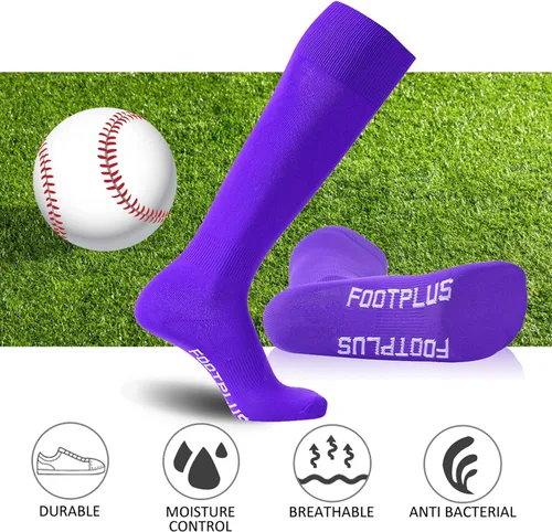 Vista 5 de FOOTPLUS Calcetines de béisbol y sóftbol, unisex por encima de la rodilla, calcetines de fútbol de rugby