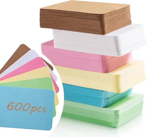 Vista 8 de Primbeeks 300 tarjetas de visita prémium (6 colores Kraft, en blanco, pequeñas 3.5 x 2.2 pulgadas, lisas)