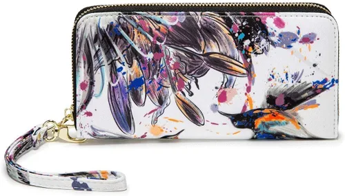 Vista 218 de Cartera de mano para mujer, estilo bohemio, con RFID, elegante, espaciosa con correa para viajes, capacidad para tarjetas, teléfono, dinero