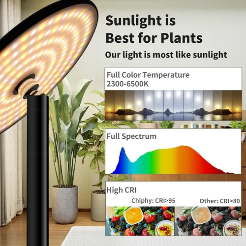 Vista 3 de chiphy Luz de crecimiento de espectro completo de 69 pulgadas para plantas de interior, temporizador de 4/8/12H, luces de planta de 40 W de alto