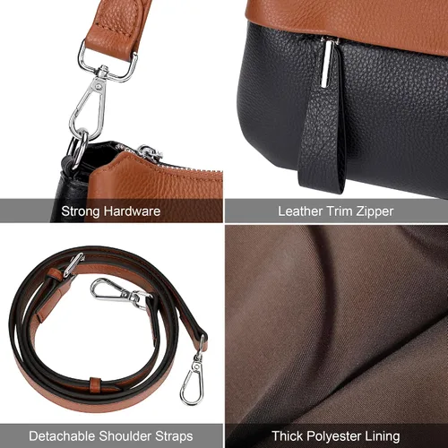 Vista 16 de Over Earth Genuine Leather Crossbody Bags for Women Small Hobo Handbags Shoulder Purses with 2 Detachable Straps