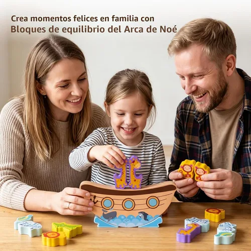 Vista 3 de Juego de arca de Noé, juguete apilable de equilibrio de madera
