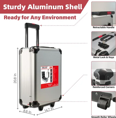 Vista 8 de 515 PCS Kit de herramientas para el hogar general Kit de herramientas de aluminio Trolley Case Set para hombres
