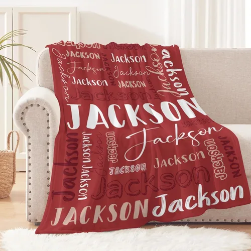 Vista 2 de Manta personalizada con nombre para adultos, manta de franela con nombre personalizado para niños y niños, Manta personalizada para regalo