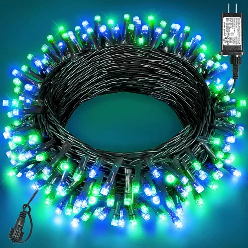 Vista 43 de Tira de luces LED de Navidad de 40 pies para exteriores, luces rojas y blancas de Navidad impermeables, 8 modos y temporizador, luces de árbol