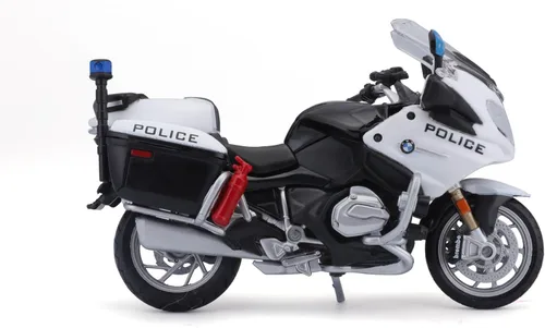 Vista 2 de BMW R1200RT - Serie de motocicletas de policía blanca con soporte de exhibición de plástico, modelo de motocicleta fundido a troquel 1/18 por Maisto