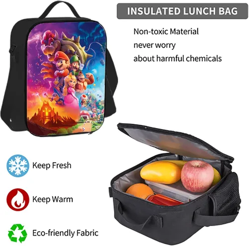 Vista 4 de Juego de mochila para niños de 3 piezas con lonchera y bolsa para lápices, mochila escolar de dibujos animados para niños y niñas, mochila de viaje