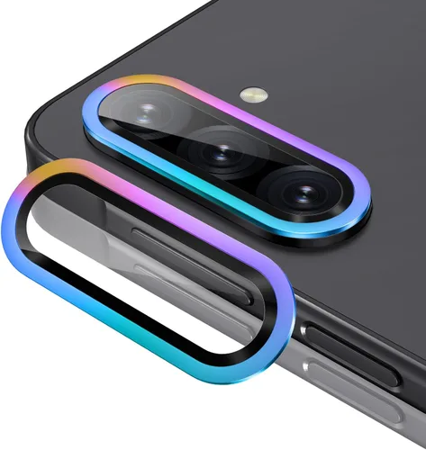 Vista 8 de Casetego Protector de lente de cámara para Galaxy Z Fold 8, [Diseño de purpurina mejorado], [Fuerte adherencia], lente de vidrio templado 9H negro