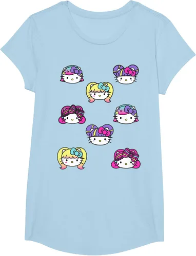 Vista 21 de hello kitty Kawaii Multi peinado Tee, Azul (Heather blue)