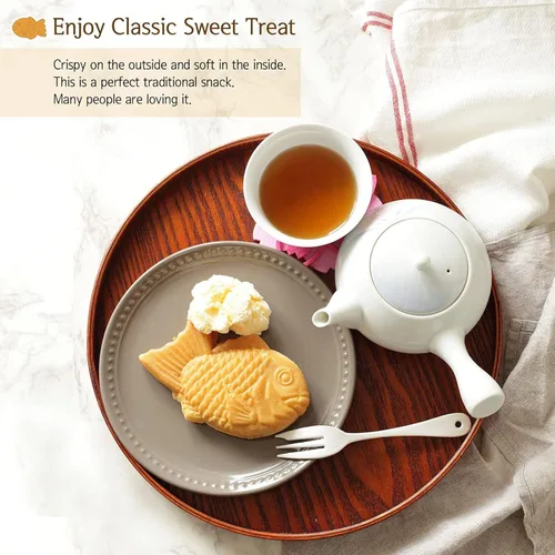 Vista 3 de Zetiling Taiyaki Utensilios para hornear, Taiyaki doble bandeja para hornear, waffle, forma de pescado Taiyaki, máquina de pasteles antiadherente