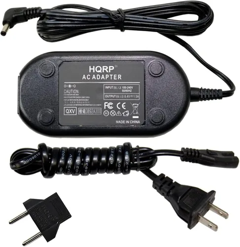 Vista 4 de HQRP Adaptador de CA de repuesto compatible con Canon VIXIA HF M30, HF M300, HF M31, HF21 videocámara con cable de EE. UU. y adaptador de enchufe