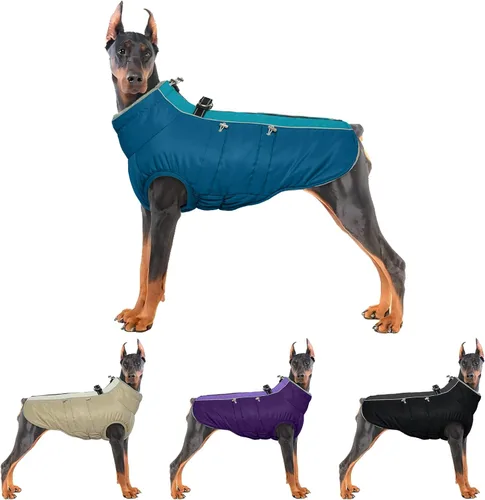 Vista 20 de IDOMIK Abrigo cálido para perros con arnés, chaquetas reflectantes impermeables para perros pequeños, medianos y grandes, chaqueta de invierno