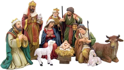 Vista 3 de Michael Adams - Juego de estatuas de Navidad de resina detallada, 5 pulgadas (3 piezas)