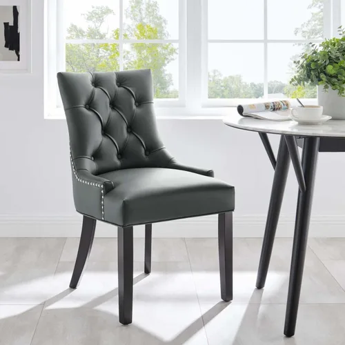 Vista 2 de Regent - Silla de comedor de cuero vegano copetudo en color gris