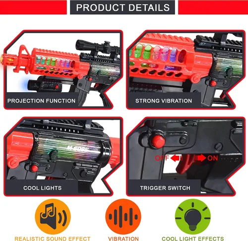 Vista 4 de ArtCreativity Rifle de juguete vibratorio para niños, pistola falsa iluminada de 13.25 pulgadas con sonidos, vibración inmersiva