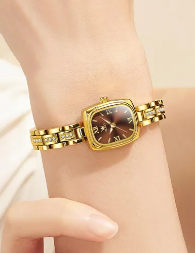 Vista 2 de OLEVS Gold Watches Women Diamond Square Elegant Ladies Dress Small Slim Thin Wrist Watch