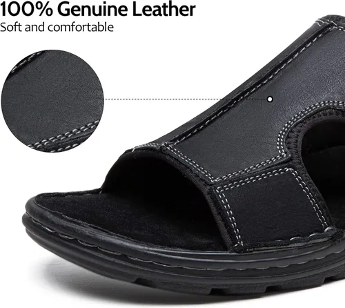 Vista 7 de Jousen Sandalias para hombre de cuero con soporte de arco para hombre, sandalias de playa para hombre al aire libre