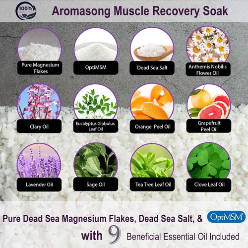 Vista 7 de Aromasong Sal orgánica del mar muerto de aloe vera de 19 libras + baño de recuperación muscular paquete de 3 libras – Hidratación calmante