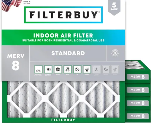 Vista 16 de Filterbuy Filtro de aire de 8 x 14 x 1 pulgadas MERV 8, protección contra el polvo (paquete de 5), filtros de aire de repuesto plisados HVAC