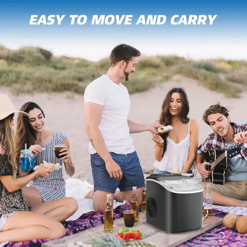 Vista 6 de Erivess - Máquina para hacer hielo de encimera de 26 libras/24 horas con Negro