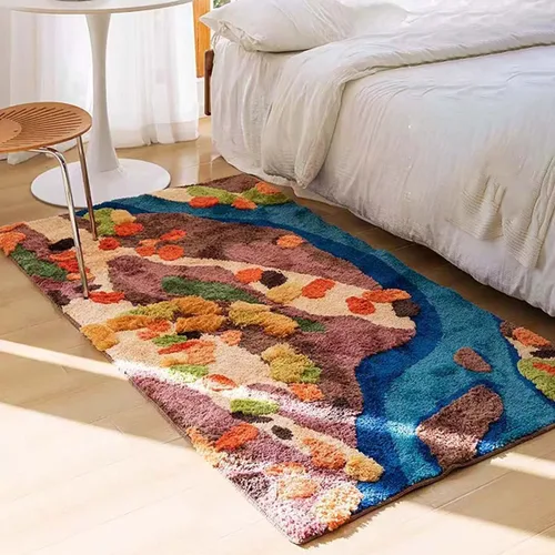 Vista 10 de Alfombra de musgo 3D estéreo, alfombra floral, bonita alfombra de baño verde, antideslizante, suave, lanuda y absorbente, alfombra de baño