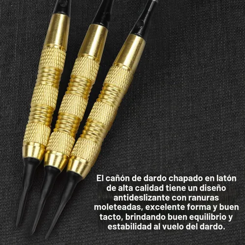 Vista 3 de Juego de dardos de punta suave, 12 dardos de punta de plástico de 0.63 oz con barriles de acero de latón y ejes de aluminio, 200 puntas de dardos