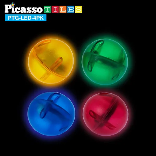 Vista 7 de PicassoTiles 50 piezas de pista de carreras de canicas + 4 bolas translúcidas con luces LED que brillan en la oscuridad: juego educativo STEAM
