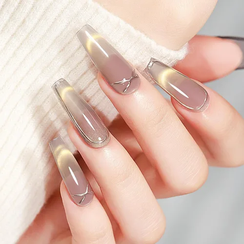 Vista 4 de MIZHSE Esmalte de uñas de gel de ojo de gato gris, esmalte de gel magnético de vidrio efecto amanecer, efecto de gatito de cristal con barra
