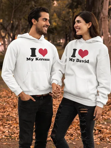 Vista 5 de Camisa personalizada con texto personalizado con foto de texto personalizada, camiseta con texto en inglés "I Heart My Girl", regalo para él y ella