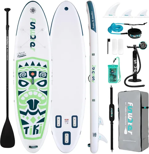 Vista 20 de FunWater Inflatable Stand Up Paddle Board with Beginners SUP Accessories 10'6'' SUP,Anti-Slip EVA Deck,200-450lbs Capacity/Big Fin，Inflatable