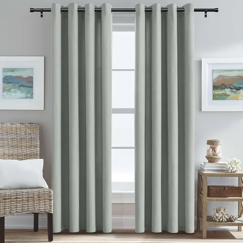 Vista 16 de H.VERSAILTEX Cortinas de cocina texturizadas de lino natural con ojales de 45 pulgadas de largo, lino sintético grueso para oscurecer la habitación