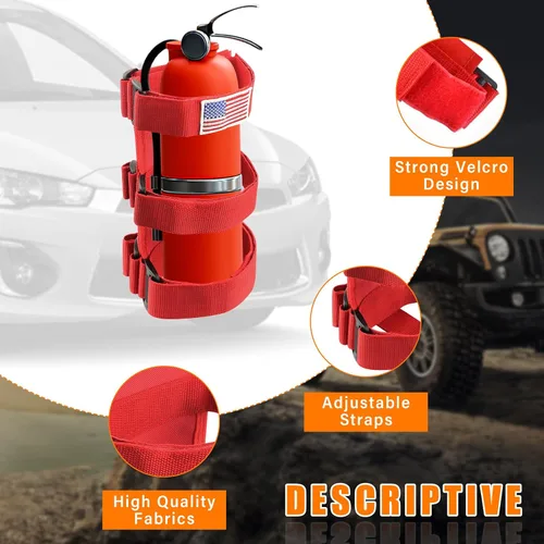 Vista 3 de Ziciner Soporte para Extintor de Incendios 2.5-3LB Barra Antivuelco Ajustable, Correa para Extintores con Patrón de Bandera Americana Bartact