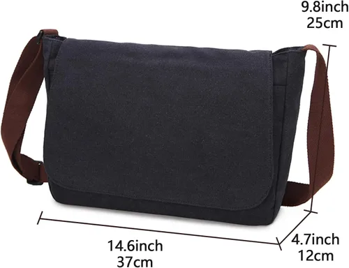 Vista 3 de Bolsa de mensajero, bolsa de mensajero de lona, bolsa de hombro, bolsa cruzada, bolsas de mensajero vintage para hombres y mujeres, bolsa de hombro