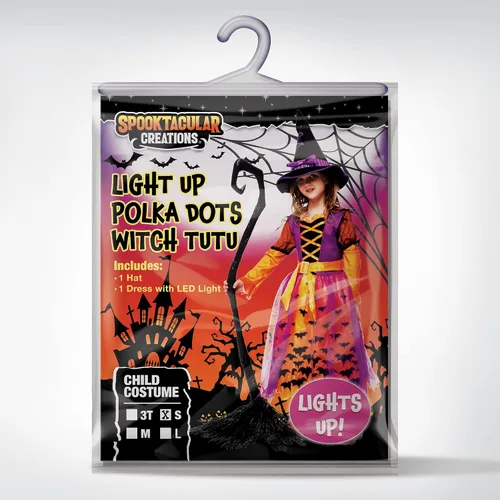 Vista 6 de Spooktacular Creations - Disfraz de bruja de Halloween con luces y sombrero para niñas Talla S de 5 a 7 años