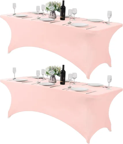 Vista 136 de Mantel de elastano para mesa de 6, 4 o 8 pies, universal, ajustable, para fiestas, banquetes, bodas y eventos, color verde manzana