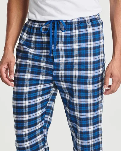 Vista 4 de Paquete de 3 Pantalones de pijama para hombre Pantalones de franela de algodón de punto Bragueta de botón (disponible en tallas grandes y altas)