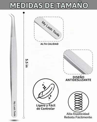 Vista 3 de Pinzas curvadas para pestañas aislantes, 5.5 in Plateado